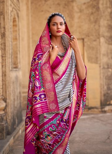 Ceremonial Thread Weaving Patola Silk Saree for Wedding